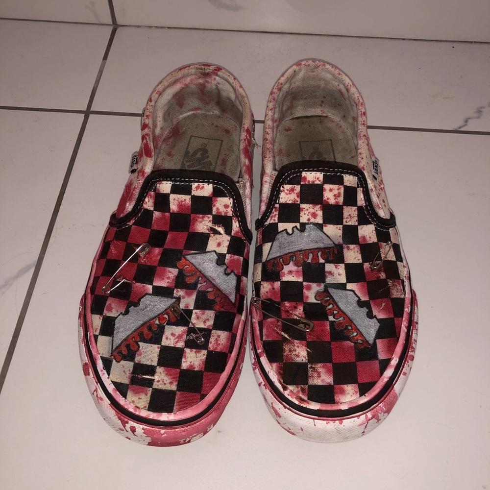 Custom blood splattered slip on vans